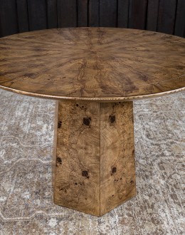 Burl Wood Round Dining Table