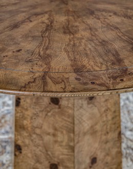 Burl Wood Round Dining Table