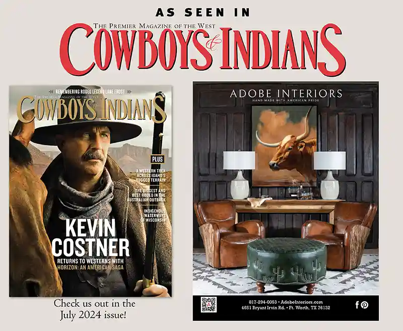 Cowboys Indians Magazine Legends Cacti Geen Leather Ottoman