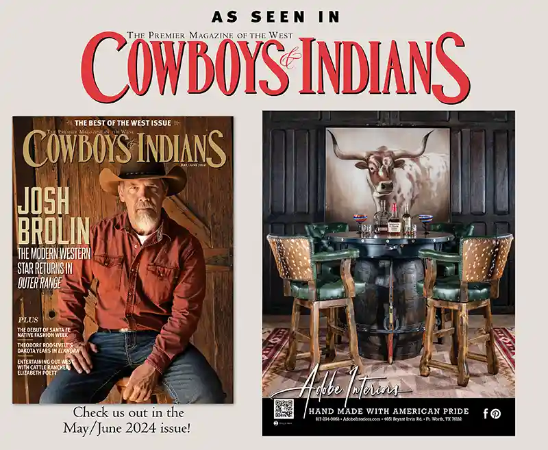 Cowboys Indians Magazine Chisum Saquaro Axis Hide Barstool