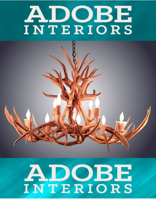 10 Light Oblong Inverted Mule Deer Antler Chandelier