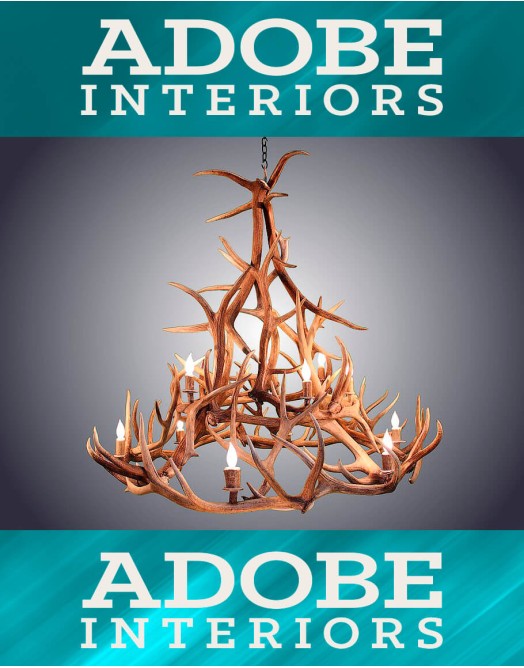 12 Light Elk Wagon Wheel Tall Antler Chandelier