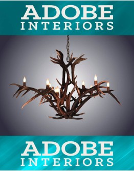 12 Light Red Stag Antler Chandelier