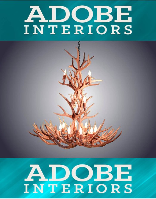 12 Light XL Mule Deer Antler Chandelier