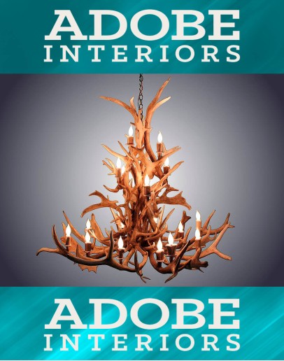 18 Light Elk & Fallow Antler Chandelier 54" x 54"