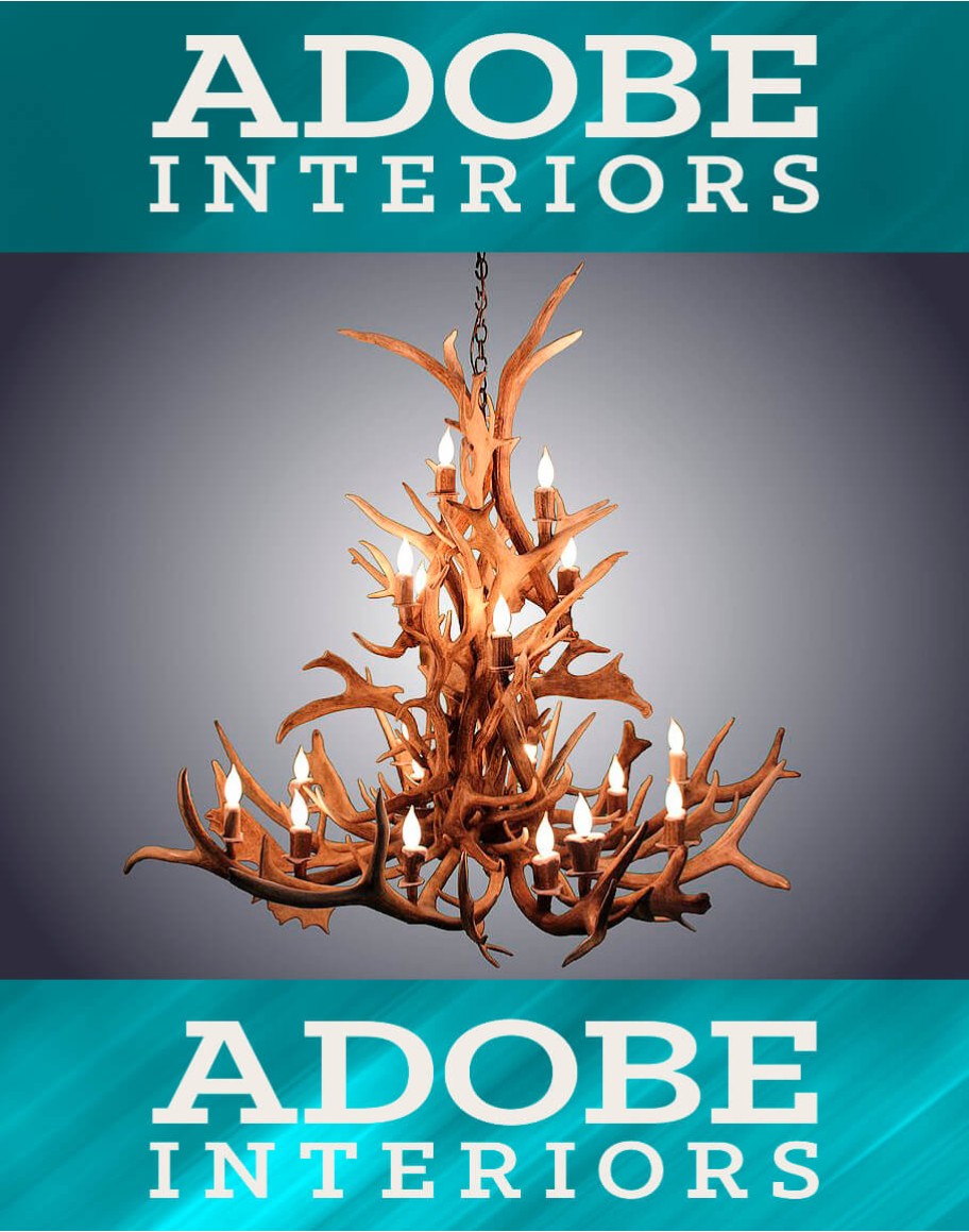 18 Light Elk & Fallow Antler Chandelier 54" x 54"