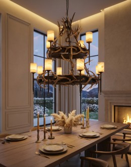 Grand Sierra 2-Tier Antler Chandelier with Onyx