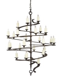 Belvedere Spiral Hammered Wrought Iron Chandelier