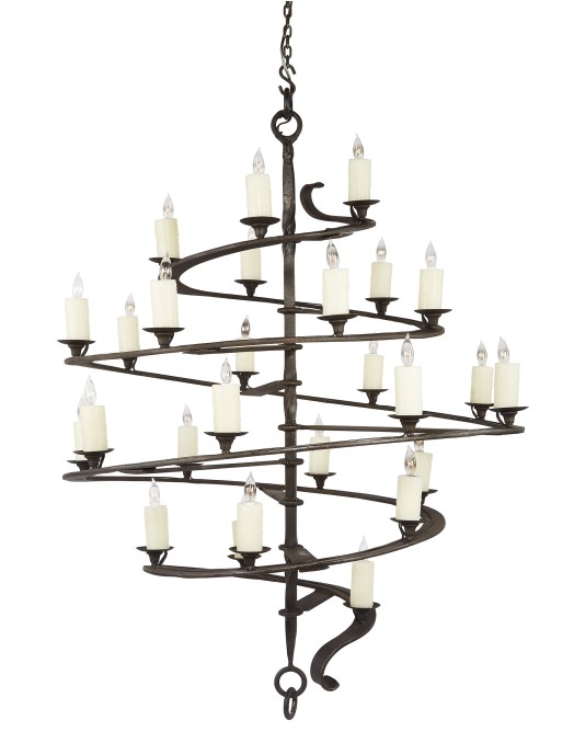 Belvedere Spiral Hammered Wrought Iron Chandelier