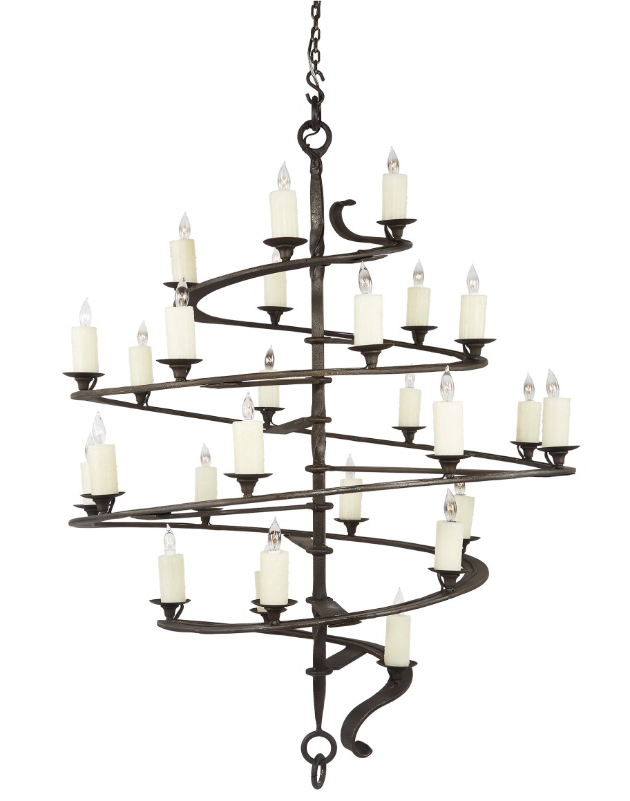 Belvedere Spiral Hammered Wrought Iron Chandelier Belvedere Spiral Hammered Wrought Iron Chandelier