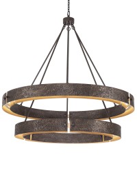 Double Tier Drover’s Circle Hand Forged Iron Ring Chandelier