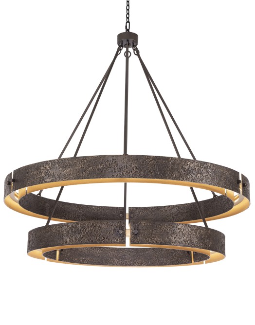 Double Tier Drover’s Circle Hand Forged Iron Ring Chandelier