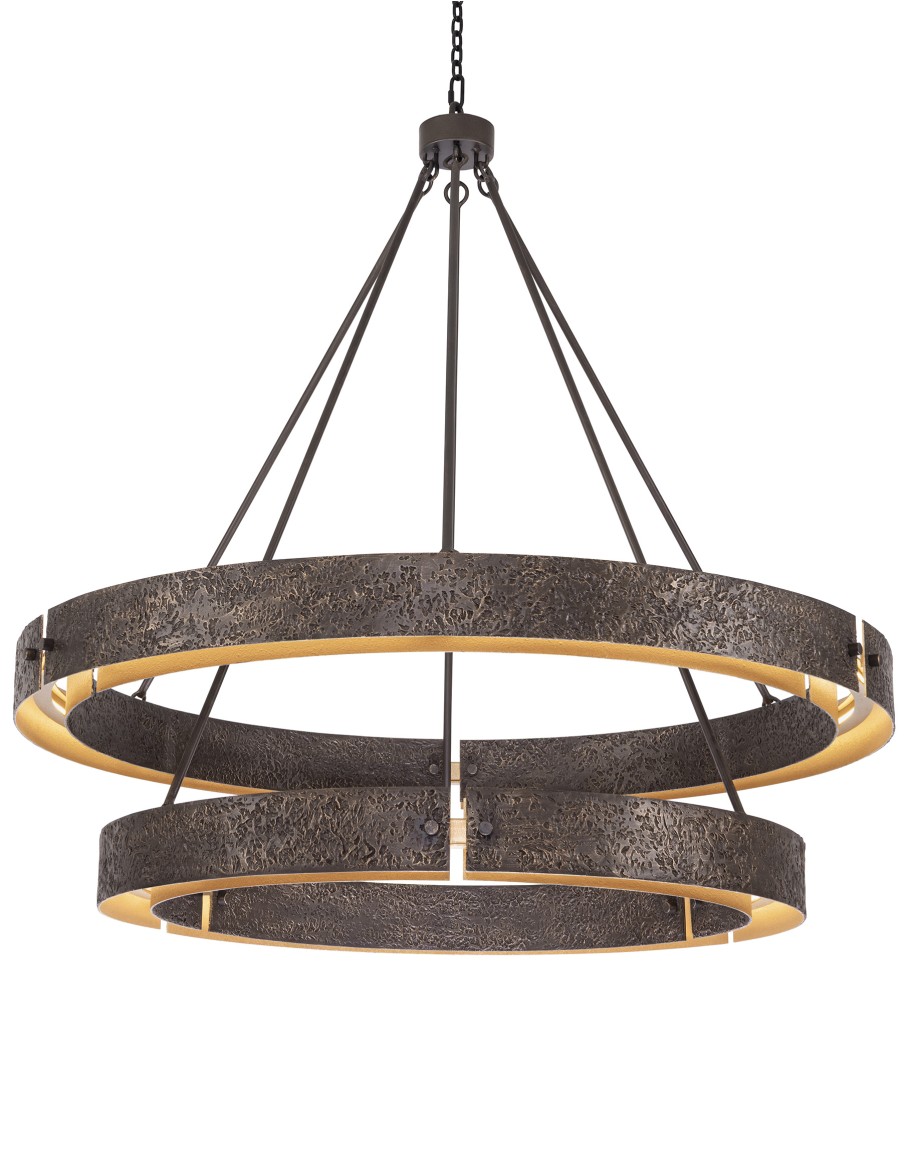 Double Tier Drover’s Circle Hand Forged Iron Ring Chandelier Double Tier Drover’s Circle Hand Forged Iron Ring Chandelier