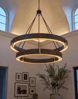 Double Tier Drover’s Circle Hand Forged Iron Ring Chandelier Double Tier Drover’s Circle Hand Forged Iron Ring Chandelier