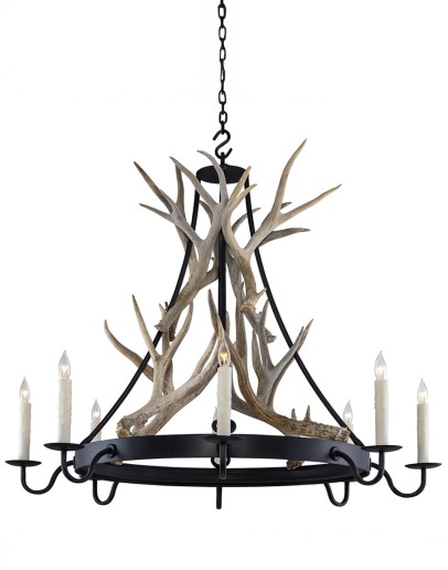 Eight Light Tanner with Antlers Chandelier