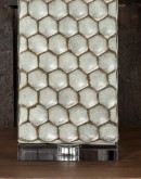 Hexagonal patterned base table lamp with a crisp white rectangular shade by Wild Woods.