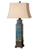 blue glazed ceramic table lamp
