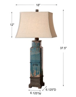 blue glazed ceramic table lamp