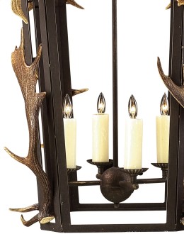 Ridge Wrought Iron Antler Lantern Chandelier
