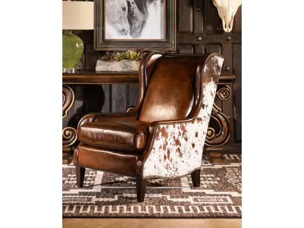 Alamo Leather Chair Cowhide Antiqued Leather High Quality Adobe Interiors