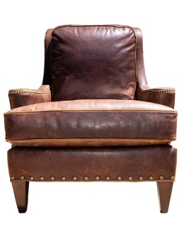 brown distressed leather accent chair