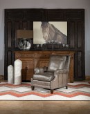 distressed taupe leather lounge chair 