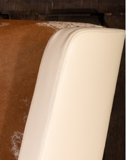Fine Western Chic Leather Accent Chair cream leather accent chair with exposed wood frame and cowhide