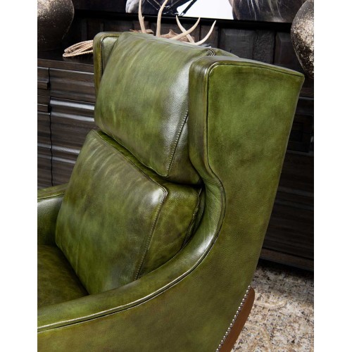 Bohicket Full Grain Leather Accent Chair Olive Green, Modern