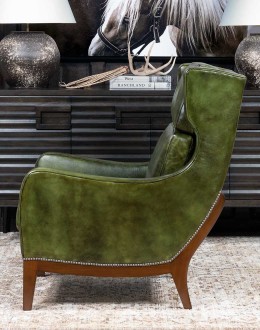 Bohicket Olive Leather Chair