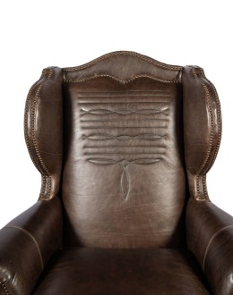 Fine Western Style Wing Back Chair with a Boot Stitch Design leather chair with western boot stitching design