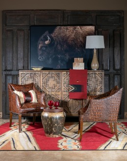 Brazos Croc Leather Chair small accent chair with croc leather all over