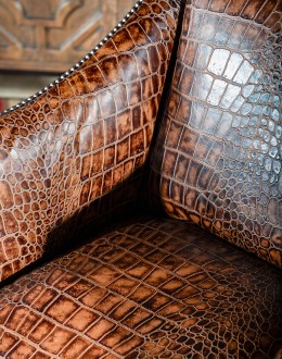 Brazos Croc Leather Chair small accent chair with croc leather all over
