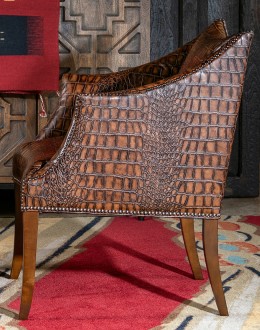 Brazos Croc Leather Chair small accent chair with croc leather all over