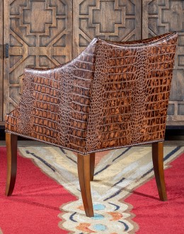 Brazos Croc Leather Chair small accent chair with croc leather all over