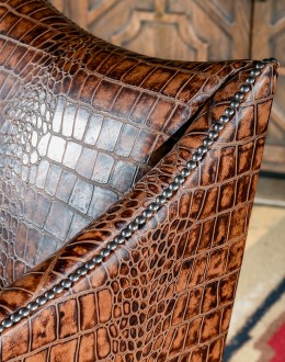 Brazos Croc Leather Chair small accent chair with croc leather all over