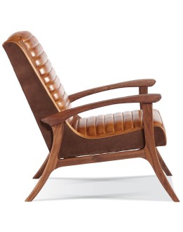 Modern Rustic Style Leather Accent Chair modern rustic leather chair with exposed wood arms