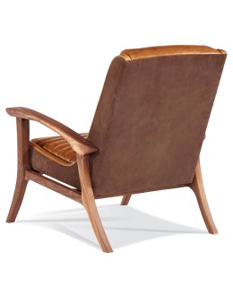 Modern Rustic Style Leather Accent Chair modern rustic leather chair with exposed wood arms
