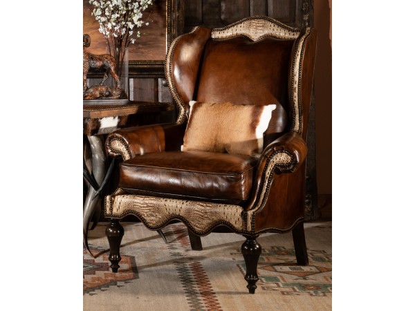 Canyon Sauvage Wingback Chair, Leather Furniture