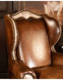 high end leather wingback chair,wingback chair with saddle leather