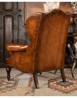 high end leather wingback chair,wingback chair with saddle leather