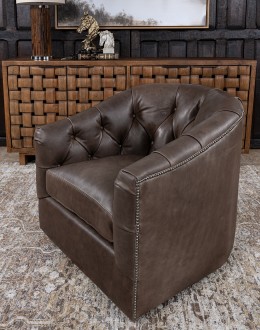Dawson Dove Tufted Swivel Chair