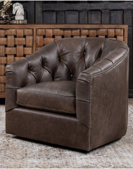 Dawson Dove Tufted Swivel Chair