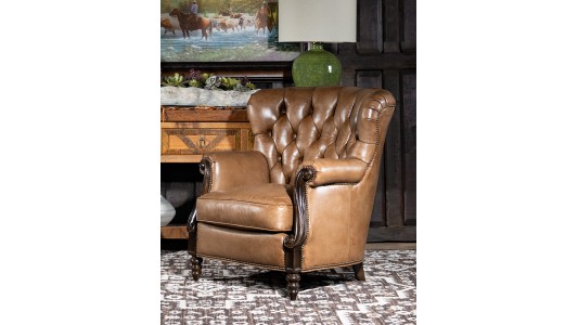 Dorchester Tufted Artisan Burnished Leather Accent Chair - Warm
