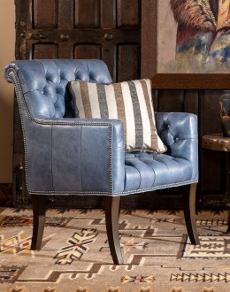 slate blue leather living room chair