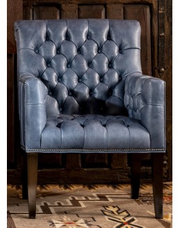 slate blue leather living room chair