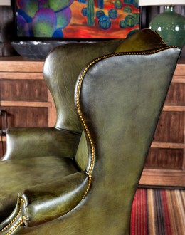 Gentry Olive Wingback Chair