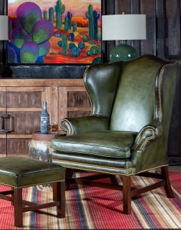 Gentry Olive Wingback Chair