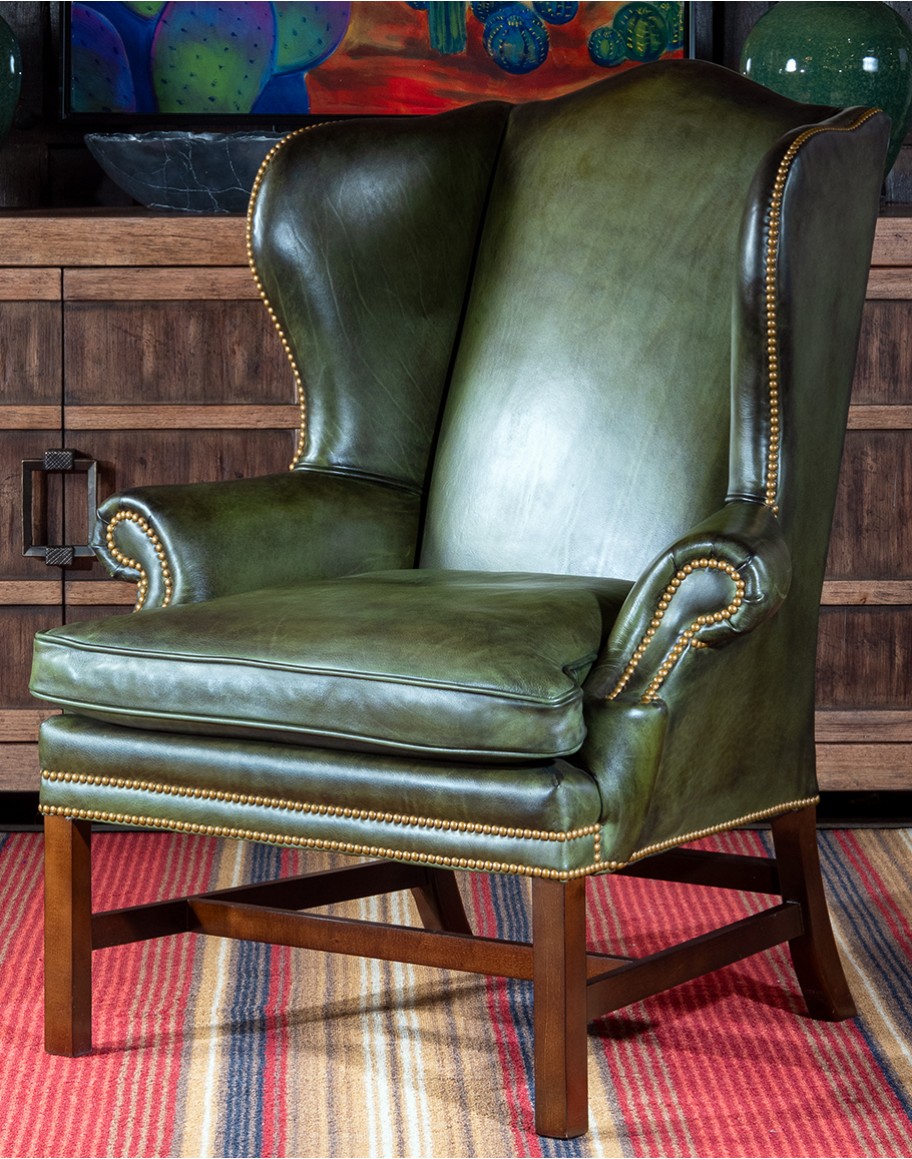 Gentry Olive Wingback Chair