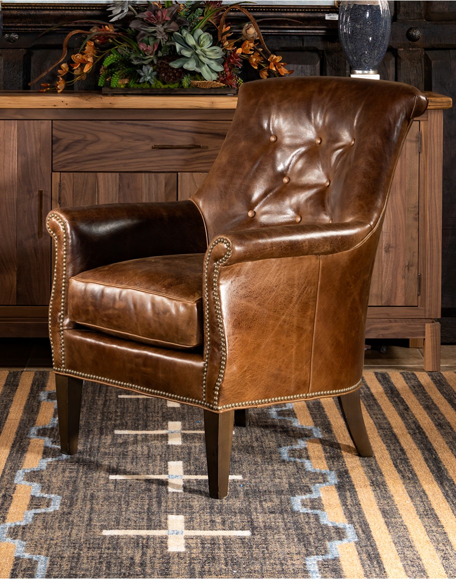 Hancock Leather Chair brown top grain leather accent chair