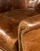brown top grain leather accent chair 